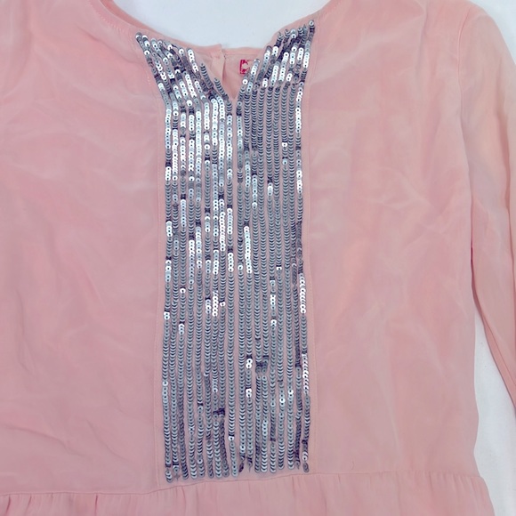 #1212 Ruby & Bloom Baby Pink Silk Dress with Sequins | Size: L - Picture 5 of 7